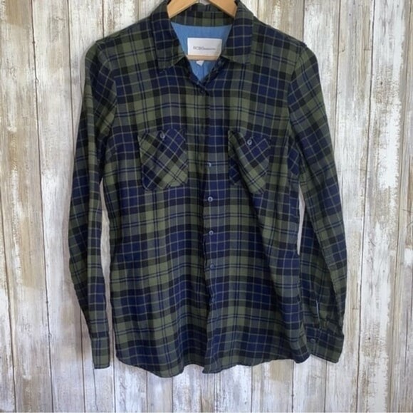 BCBGeneration Tops - BCBG Green Plaid Button Down